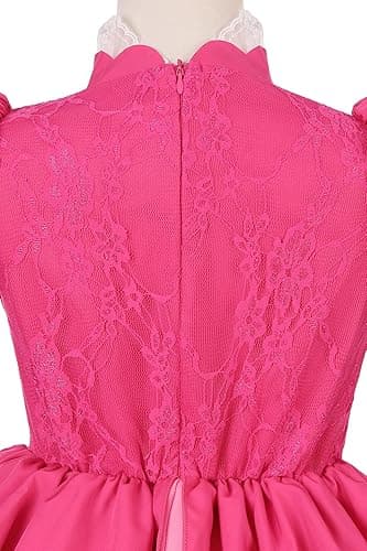 HORTYZON Girls Princess Dress Peach Costume Super Bros Kids LED Light Up Princess Dress for Deluxe Halloween Party Dress Up - 3-4 Years thumbnail 7