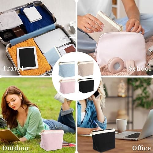 Teircno Preppy Corduroy Period Bag for Women, Cute Sanitary Napkin Storage Bag Portable Period Pouch with Pearl Zipper, Sanitary Pads Bag Tampons Holder for Purse, First Period thumbnail 7