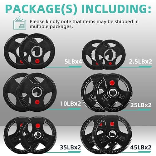 Fitvids Olympic 2-Inch Cast Iron Barbell Set, Including 300 LBS Weight Plates and 7FT Barbell Set, Multiple Packages thumbnail 2