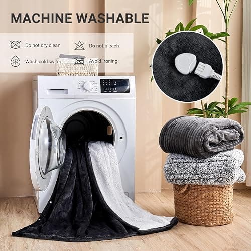 Electric Blanket Heated Queen, Soft Flannel 84"x90" Heating Blanket with 8 Hours Auto Off 10 Fast Heating Levels Machine Washable Sherpa Heated Blanket with Overheating Protection thumbnail 6