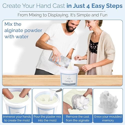 Moulding Memories 3D DIY Hand Casting Kit for Couples, Babies, Kids & Adults with Plaster, Alginate, Paint & Brush, Keepsake Couples Gift for Boyfriend Girlfriend Wife Husband Anniversary & Weddings thumbnail 3