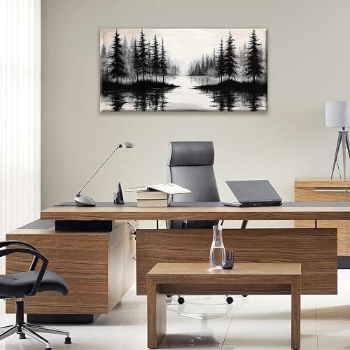 QSQ Canvas Art Wall Decor Print Modern Landscape Wall Art For Bedroom Modern Office Home Wall Decorations Forest River Landscape Paintings Pictures Artwork Aesthetic 20 X 40 In thumbnail 2