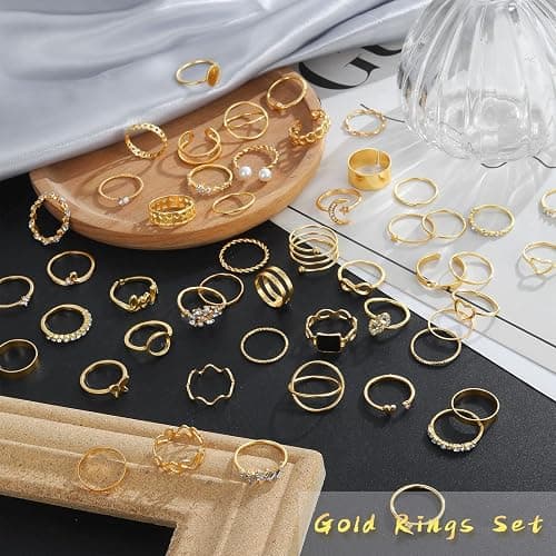 IFKM Gold Knuckle Rings Set For Women Vintage Stackable Joint Finger Midi Rings Dainty Cubic Zirconia Crystal Simple Twist Hollow Cute Rings Pack Jewelry Gift thumbnail 5