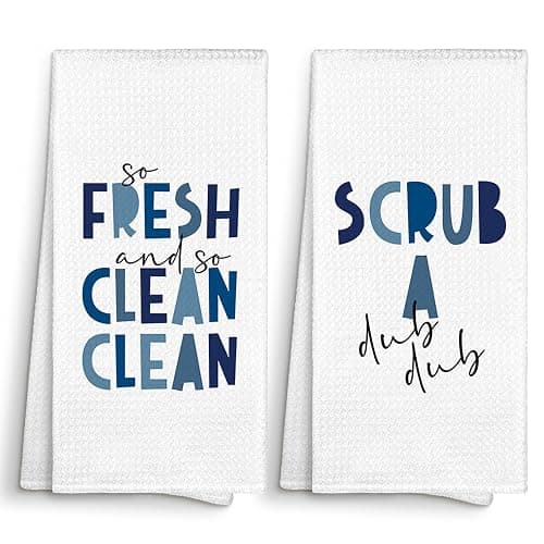 Sviojuce Blue Boys Kids Nursery Bathroom Decor Hand Towels 16x24 Set of 2, So Fresh and So Clean Towels Gifts for Kids Baby Toddlers, Scrub a Dub Bathroom Kitchen Hand Towel Decor - Image 1