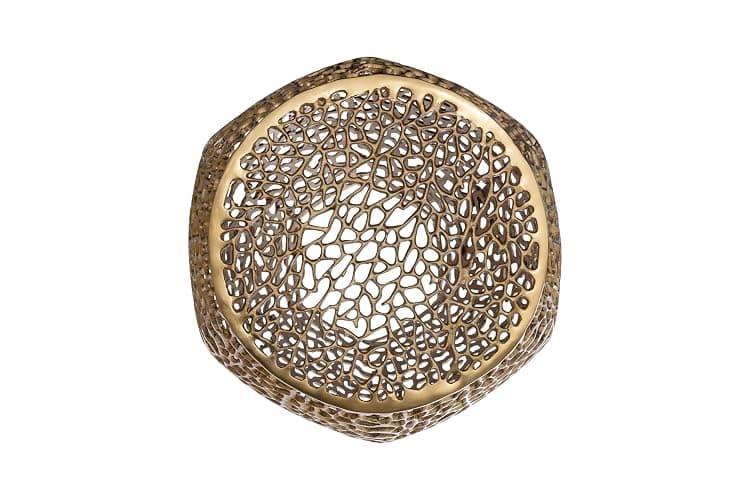 Modern Contemporary Round 20" End Table, Solid Aluminum intrigued Design, Mesh Drink Table, Creative Side Table for Living Room and Bedroom, Casted in Gold thumbnail 5
