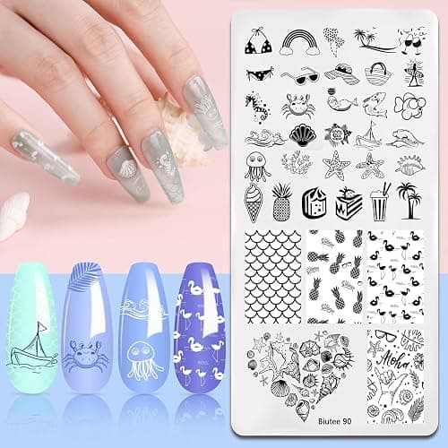 Biutee Nail Art Stamping Plates Set 10PCS French Line Stamp Templates, Nail Stamping Kit with Silicone Nail Stamper for DIY Print Manicure Salon Design Gift In Home thumbnail 4