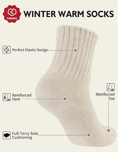 CLOSEMATE Womens Thick Full Cushioned Thermal Warm Boot Socks for Winter 3 Pairs thumbnail 4