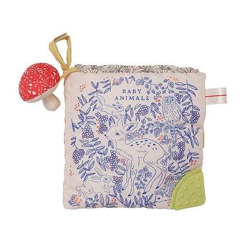 Manhattan Toy Deer One Soft Activity Crinkle Book & Fold Out Pat Mat for Baby, Toddler with Squeaker, Discovery Mirror and Teether - Image 1