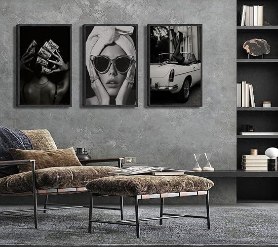 Fashion Woman Wall Art Black and White Trend Wall Decor Sexy Luxury Posters Prints Modern Paintings Pictures Artwork for Bathroom Gallery Home Decoration 16x24in Unframed thumbnail 2