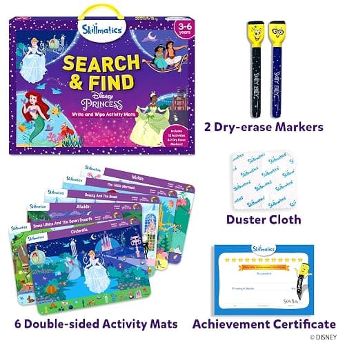 Skillmatics Search and Find Disney Princess Educational Game - Reusable Preschool Learning Activities, Christmas Toys, Art & Crafts, Gifts for Toddlers & Kids of Ages 3, 4, 5, 6 thumbnail 2