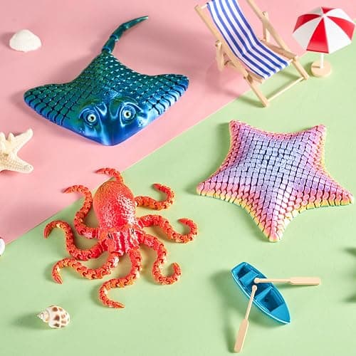 JOYIN 3 Pcs 3D Printed Fidget Toys, Articulated 3D Printed Octopus, Ray & Starfish, Flexible 3D Printed Sea Creatures for Stress Relief, Cool 3D Printed Stuff for Desk Decoration thumbnail 9