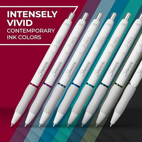 Sharpie S-Gel Pens, Fashion Barrel Gel Pens, Pearl White Body, Medium (0.7mm) Point, Bold Ink Colors, 12 Count thumbnail 5