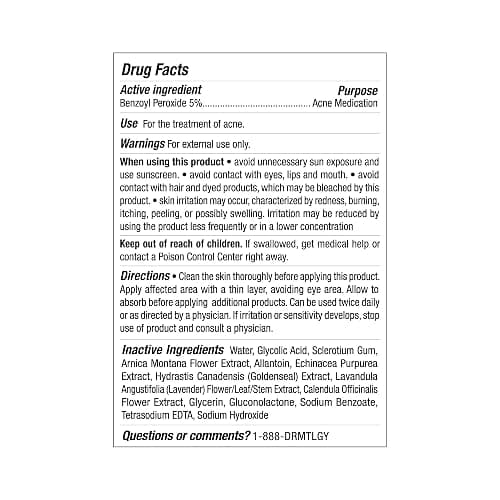 DRMTLGY Acne Spot Treatment and Cystic Acne Treatment. Acne Serum with Micronized Benzoyl Peroxide 5% and Glycolic Acid. 1.1 oz, 2 pack thumbnail 8