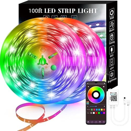 Lcutml 100FT Smart LED Strip Lights , RGB Strip Lights Sync to Music with 40 Key Remote Controller LED Lights for Bedroom, Christmas Lights decration (Multi-Colored, 100FT) - Image 1