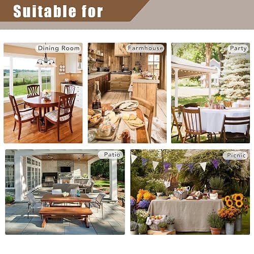 Fitable Nature Faux Linen Tablecloths Rectangle 60 x 84 Inch - 2 Pack Neutral Table Clothes for 4-6 Foot Tables, Wrinkle-Proof Faux Burlap Table Cover for Dining, Farmhouse, Outdoor Picnic, Camping - 60"x84" | 2 Pack - Nature thumbnail 6
