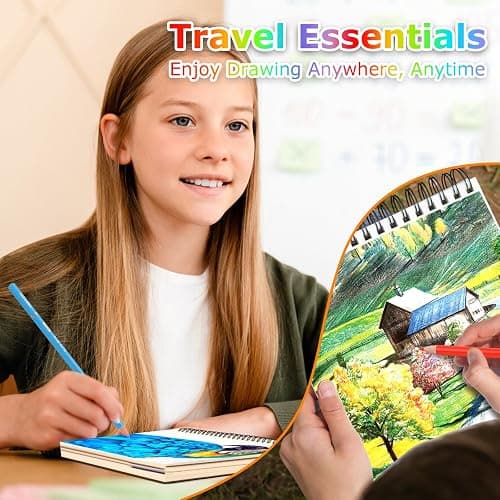 9" x 12" Sketch Book, 2-Pack 50 Sheets Spiral Bound Art Sketchbook, Acid Free Artist Drawing Book Paper, Art Supplies for Adults Kids, Craft Activities, Sketch Paper for Drawing Coloring Sketching thumbnail 5