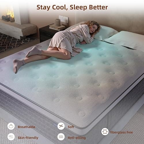 PUBPLON Mattress Queen Size, Medium Firm 12 Inch Mattress with Extra Lumbar & Shoulder Support, Hybrid Mattresses with Gel Memory Foam Pain Relief - Fiberglass Free - No Odor - 365 Night Trial thumbnail 5