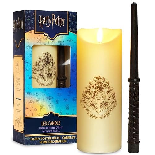 Harry Potter LED Candle with Wand Remote Control Hogwarts Crest Flameless Light for Kids 16ft Spell-Cast Range Room Decor Display Nightlight Gifts - Image 1