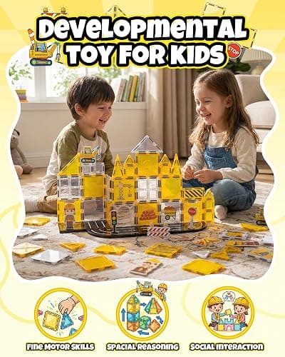LADFAR Magnetic Tiles for Kids, Construction Magnetic Building Blocks,37pcs STEM Educational Magnet Toys, Ideal Gift for Boys & Girls for Christmas & Birthday thumbnail 4