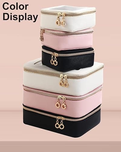 JRQCSJY Small Clear Makeup Bag for Purse, Cute Mini Clear Cosmetic Bag Case Organizer, TSA Approved Square Small Makeup Case Pouch with Zipper, Car Travel Purse Essentials for Women (Pink, S) thumbnail 2