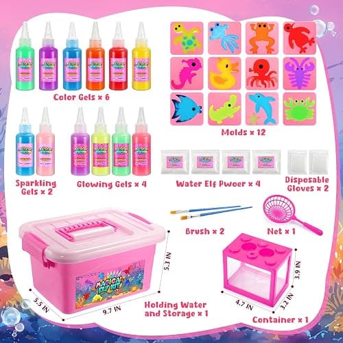 MDINGTD Magic Water Elf Toy Kit: DIY Squishy Toys Art Crafts Kits with 12 Gels and 12 Molds, Make Your Own Creative Toys Party Favors Christmas Birthday Gifts for Girls Ages 4-12 thumbnail 5
