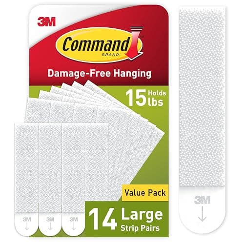 Command 15 lb Large Picture Hanging Strips 14 Pairs (28 Command Strips), Damage-Free Hanging Picture Hangers, No Tools Wall Hanger for Home Decor, White Adhesive - Image 1
