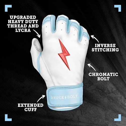 BRUCE BOLT Signature Series Short Cuff Batting Glove - Happ/White - Large thumbnail 2