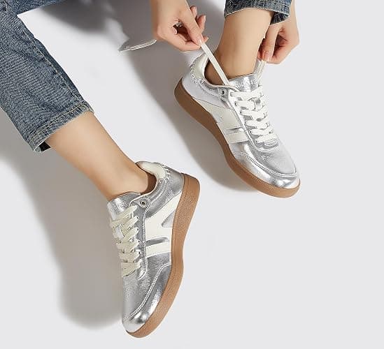LUCKY STEP Women Classic Retro Gum Sole Fashion Sneakers Casual Tennis Skate Shoe Genuine Leather Walking Footwear Anti Slip Trainers thumbnail 2