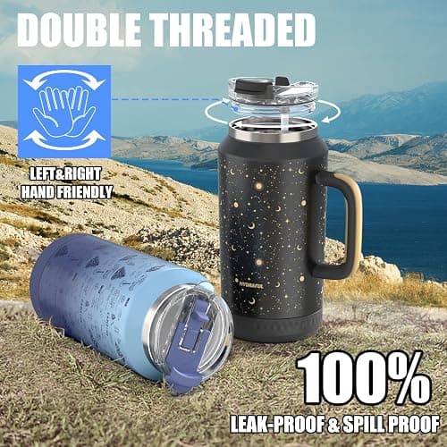 Hydraful 64 oz Tumbler with Handle and Straw - 100% Leak-Proof - Insulated Cup Reusable Stainless Steel Large Water Bottle Travel Mug for Gym, Hiking, and Camping - Gifts for Women Men Him Her thumbnail 6