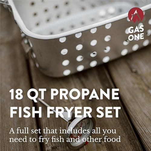 Gas One Double Fryer with 2 Baskets Propane Burners for Outdoor Cooking – Heavy Duty 18Qt Aluminum Pot Outdoor Deep Fryer with Cast Iron Burner – Propane Deep Fryer with Thermometer thumbnail 4