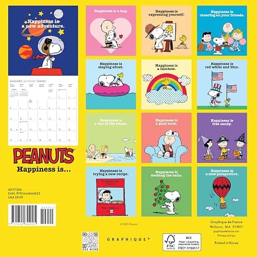 Graphique 2026 Peanuts Mini Wall Calendar | 7” x 7” | Thick Paper | Home & Office Organizer | Large Monthly Grid | 3 Languages & Marked Holidays | 4 Month Preview Page for 2027 thumbnail 4