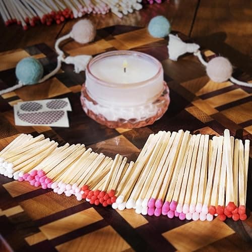 2" Light Pink Tip Safety Matches | Set of 100+ Bulk Artisan Matchsticks with Striker Stickers by Thankful Greetings | Decorative & Unique Candle Lighting, Home Decor, Wedding Giveaways, & Events thumbnail 6