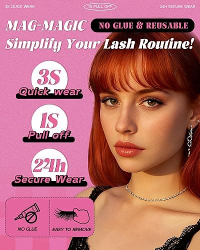 Upgrade Natural Look Soft Magnetic Eyelashes with Applicator and Lash Fixer Reusable Magnetic Eyelashes Kit, No Glue Needed Soft Magnet Lashes, Easy To Wear and Remove by EMEDA(Natural) thumbnail 2
