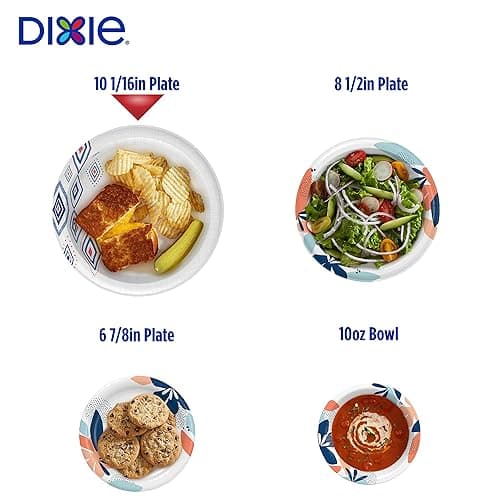 Dixie Large Paper Plates, 10 Inch, 204 Count, 2X Stronger*, Microwave-Safe, Soak-Proof, Cut Resistant, Disposable Plates For Everyday Breakfast, Lunch, & Dinner Meals thumbnail 5