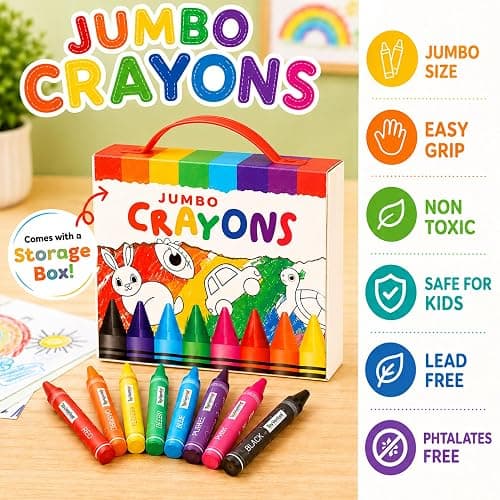 Coloring Books for Toddlers 1-3 with Large Pages & Crayons for Toddlers 1-3, Boys Coloring Book Set Featuring Letters, Numbers, Shapes, Animals & Food Activities, 2 Year Old Workbook Set in Blue Box thumbnail 4