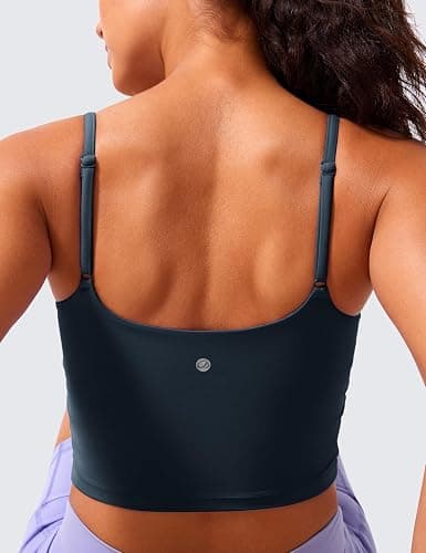 CRZ YOGA Butterlift Scoop Neck Crop Tank Tops for Women - Padded Adjustable U Back Camisole Workout Longline Sports Bras thumbnail 3