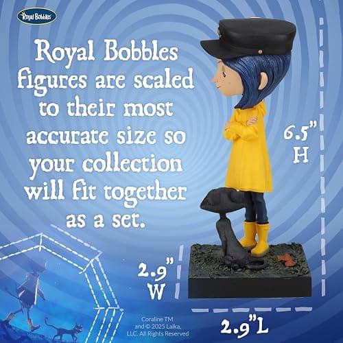 Royal Bobbles Coraline with The Cat – 6.5 Inches Tall – Collectible Bobblehead Statue thumbnail 2