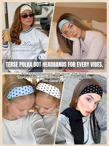TERSE Polka Dot Headbands for Women Trendy Women Y2K Hair Accessories: Cute Head Bands for Women's Hair Fashion Hairbands 6PCS thumbnail 5