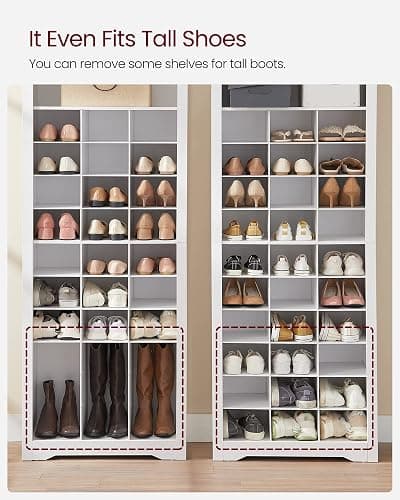 VASAGLE Shoe Storage Cabinet, 10 Tier Shoe Rack Organizer, Holds Up to 30 Pairs of Shoes, for Entryway Bedroom, 12.6 x 24.8 x 73.6 Inches, White ULBS273T14 thumbnail 5