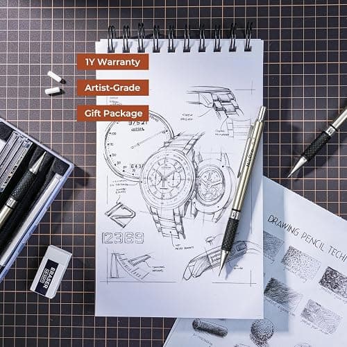 Nicpro 0.7 mm Art Mechanical Pencil Set in Storage Case, 3 PCS Metal Drafting Pencil Lead Pencil with 6 Tube HB Lead Refills, 3 Erasers, 9 PCS Eraser Refills for Artist Writing, Drawing, Sketching thumbnail 6