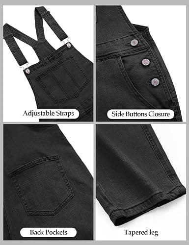 luvamia Women's Casual Stretch Adjustable Denim Bib Overalls Jeans Pants Jumpsuits thumbnail 5