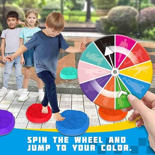 TECKMICO 10-Pack Stepping Stones for Kids,Non-Slip Balance Stones Obstacle Course Coordination Game Encourage Toddler Balance Gross Motor Skills Toys for Kids Ages 3-8 thumbnail 7