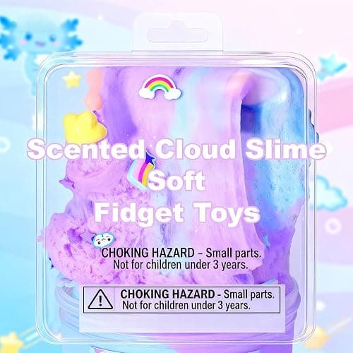 YHan Axolotl Cloud Slime Kit with Charm - Blue Scented Fluffy Slime (10oz), Soft Fidget Sensory Toy for Kids, Party Favors Goodie Bag Stuffers thumbnail 7