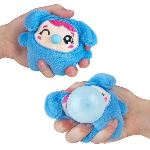 ORB Bubbleez Babies Plush Keychain Charms Assorted Blind Box - 1 Individual Bubbleez Baby Fidget Toy - Squeeze To Blow Big Bubble - Collectible Charm Squeeze Toys for Backpacks Keys Handbags More thumbnail 3