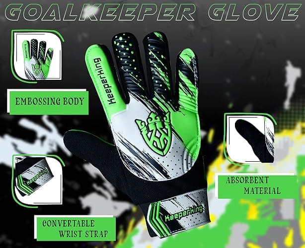 Keeperking Soccer Goalie Gloves - Football Goalkeeper Gloves Kids, Boys, Youth with Double Wrist Protection and 4mm Latex Anti-Slip Strong Grips Palm thumbnail 4
