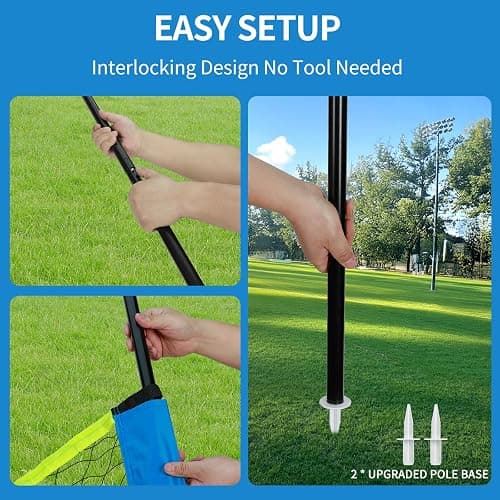 20FT Outdoor Volleyball Net Set System for Backyard Beach with Anti-Sagging Net, Iron Adjustable Height Poles, Soft PU Volleyball and Pump, Carry Bag - Instant Set Up & Durable thumbnail 7