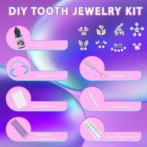 Loeland Tooth Gem Kit, DIY Crystals Jewelry Kit Teeth Gems Set, Professional Fashionable Tooth Gems for Teeth, Teeth Jewelry Starter kit thumbnail 2