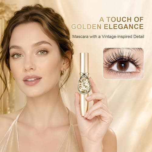 MIRVIASTAngel Slender Volume Mascara, Curl & Length, Lift, Waterproof, No Smudging, Luxury Lash Experience，Gold Tube Waterproof Mascara with Built‑in Mirror thumbnail 2