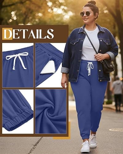 Neer 3 Pack Women's Plus Size Sweatpants Casual Loose Fit Drawstring Joggers Lightweight Athletic Lounge Pants with Pockets thumbnail 3