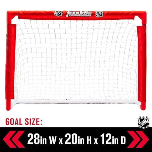 Franklin Sports Mini Hockey Rink Set - Half Rink Knee Hockey Goal, Mini Sticks, and Ball Set - Indoor Mini Hockey Rink - Official NHL Licensed White thumbnail 2